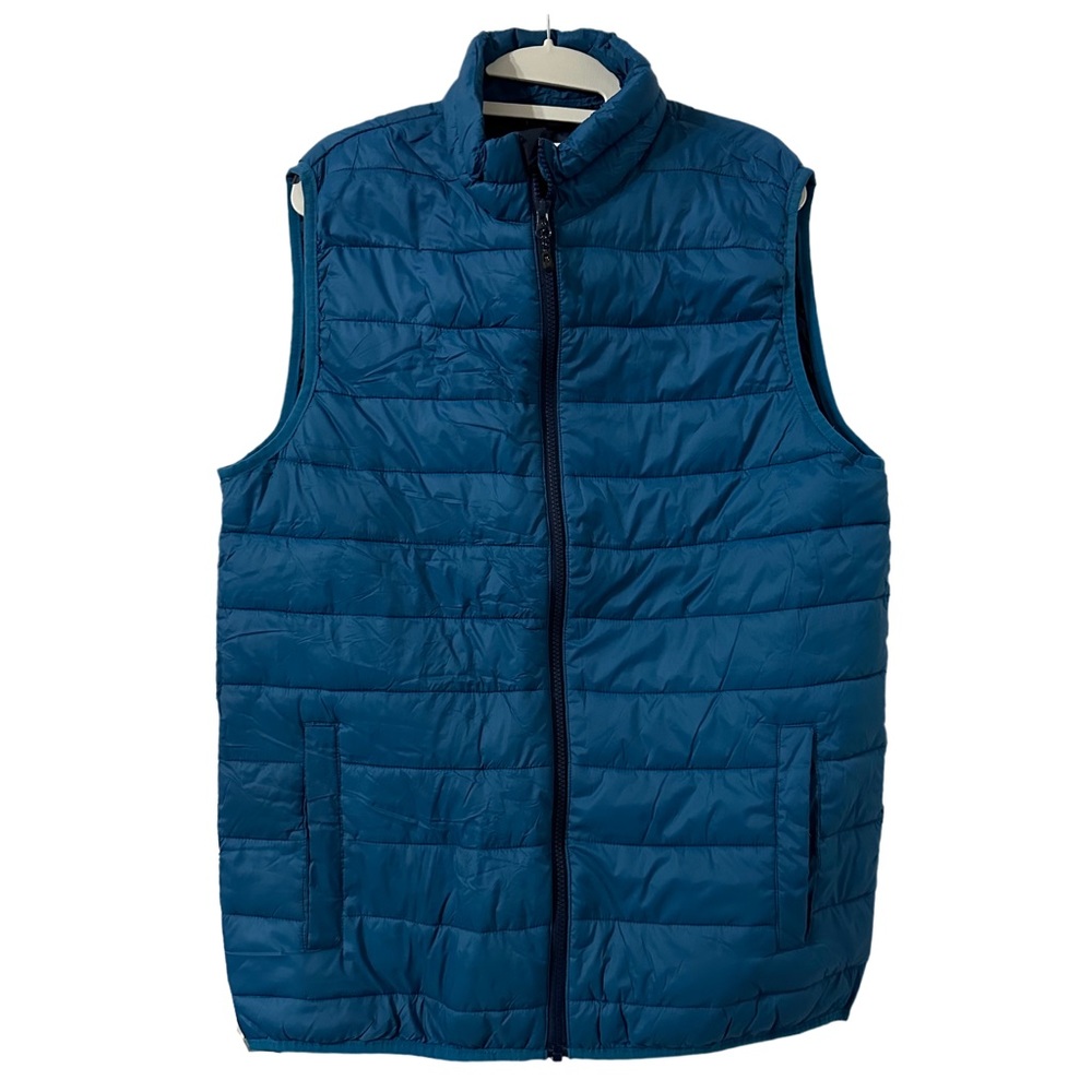 SWISS TECH Puffer Vest Mens M Teal Blue Lightweight Packable Outdoor Athletic‎